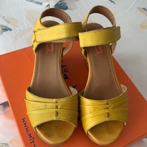 Miz Mooz Yellow Wedge Sandals